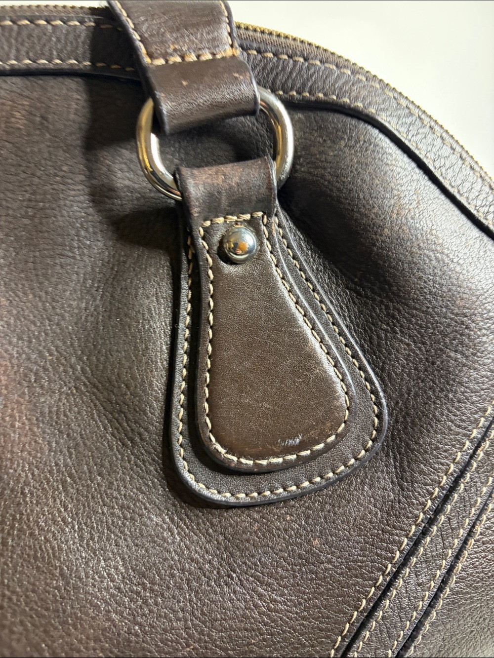 Danier Dark Brown Leather Satchel with Metal Logo Plate - Picture 3 of 16
